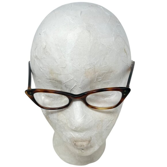 Vintage Womens Cats Eye Glasses +Case Brown Tortoiseshell Plastic Frames Bifocal - Picture 1 of 8
